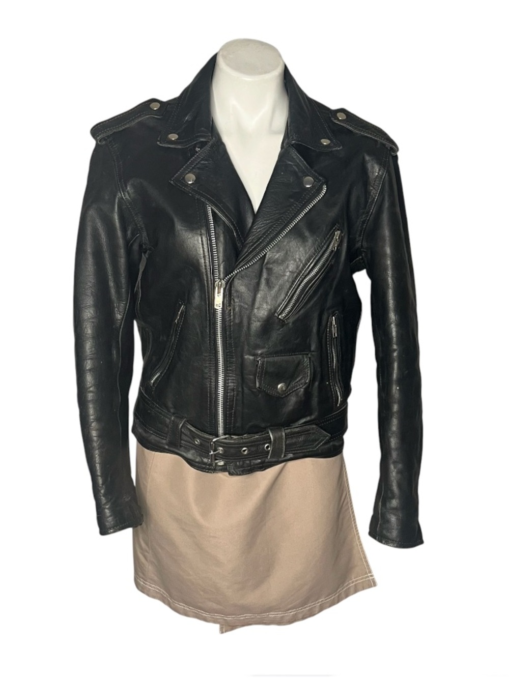 Vintage Western Leather Fringe Biker Jacket Size 42 Fits Size Small - Medium
